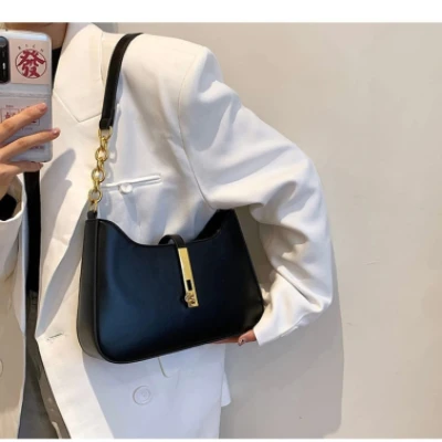 Solid Color Luxury PU Leather Shoulder Bag for Women