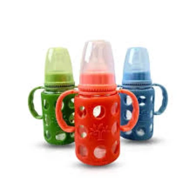 Glass Feeding Bottle Milk Feeder With Silicone Cover secondary