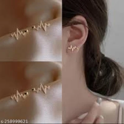 Cute Heartbeat Stud Earrings Medical ECG Romantic Heart Earing