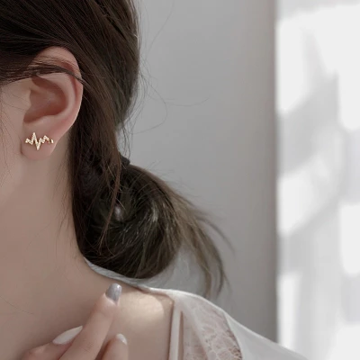 Cute Heartbeat Stud Earrings Medical ECG Romantic Heart Earing secondary