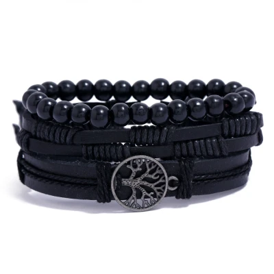 4Pcs/ Set Braided Wrap Leather Bracelets for Men secondary