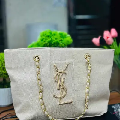 Personalised Chain Monogram Canvas Tote Bags Shoulder Bag Ladies Custom Handbag secondary