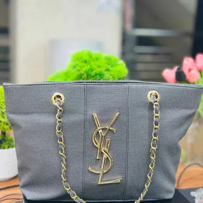 Personalised Chain Monogram Canvas Tote Bags Shoulder Bag Ladies Custom Handbag