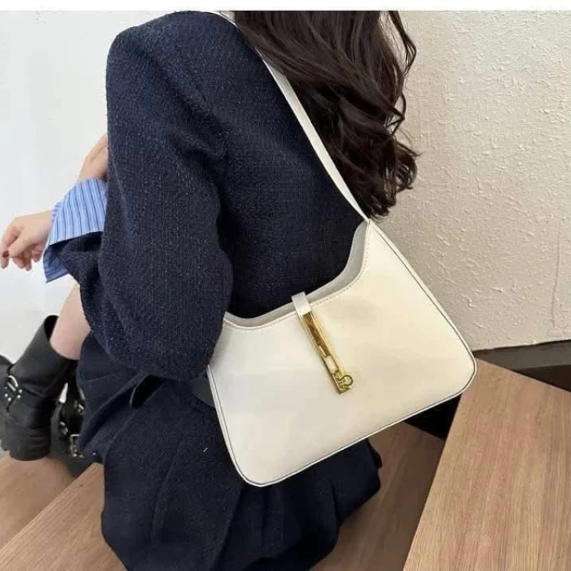Solid Color Luxury PU Leather Shoulder Bag for Women