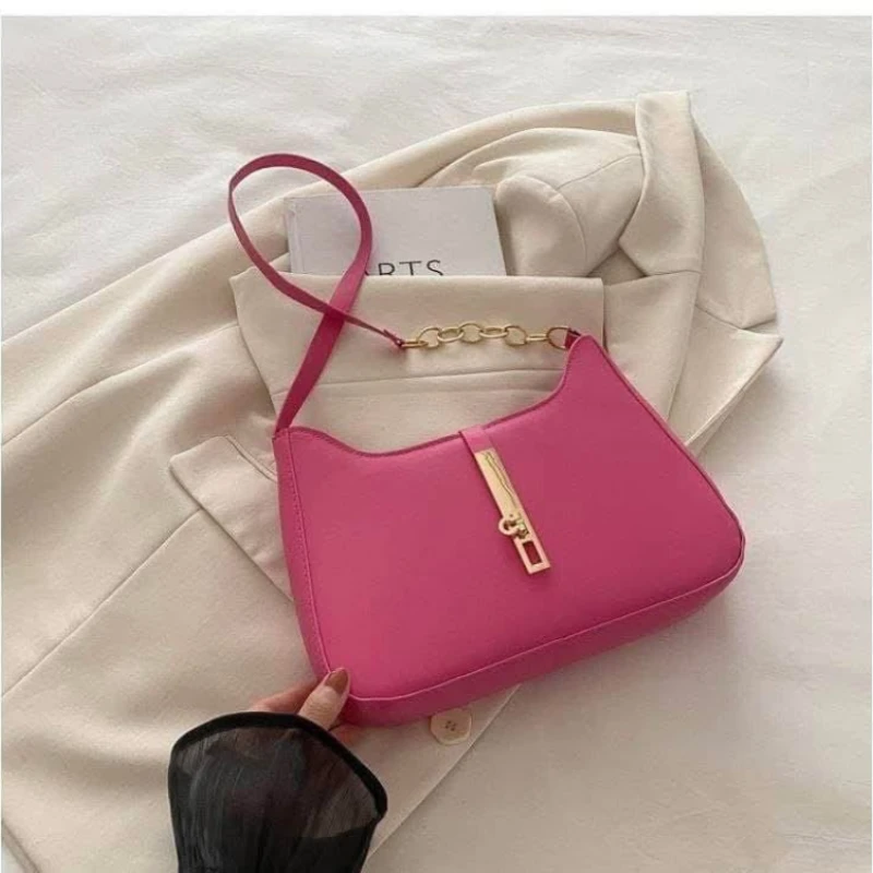 Solid Color Luxury PU Leather Shoulder Bag for Women