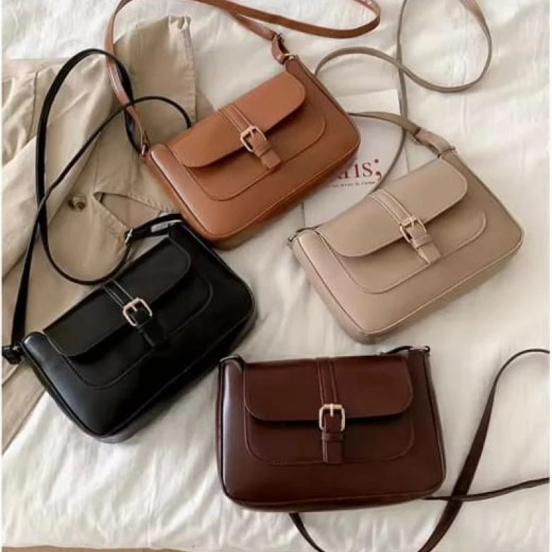 PU Leather Square Bag Solid Color Crossbody Shoulder Bag