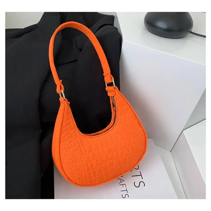 Women Felt Stone Pattern Underarm Bag Casual Shoulder Bags Fashion Exquisite Crescent Saddle Bags Ladies Advanced Armpit Bag
