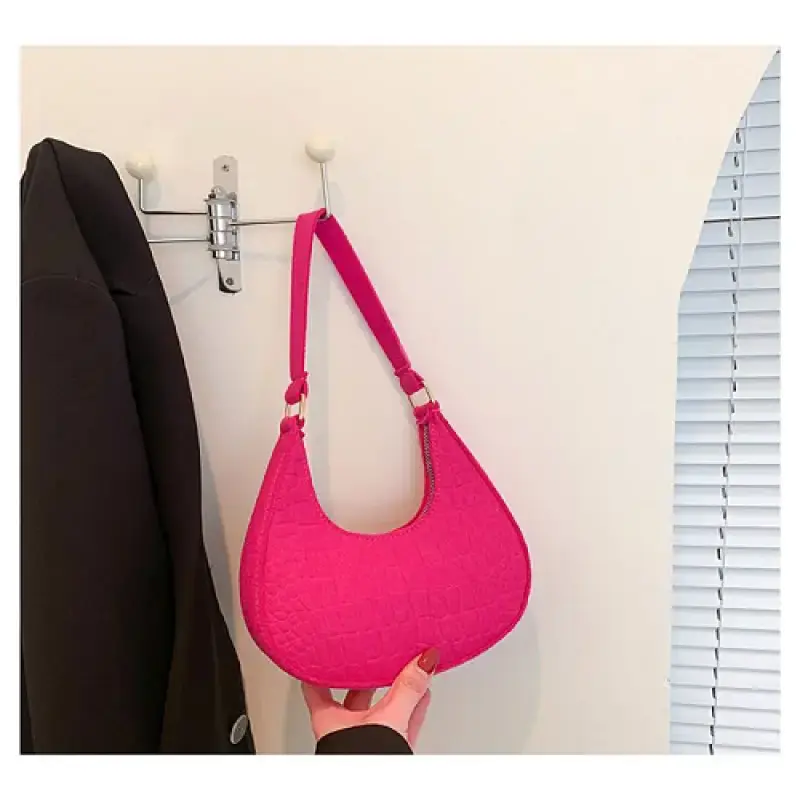 Women Felt Stone Pattern Underarm Bag Casual Shoulder Bags Fashion Exquisite Crescent Saddle Bags Ladies Advanced Armpit Bag