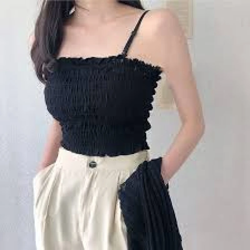 Tank Top Slim Tube Sleeveless Cropped Vest for Women