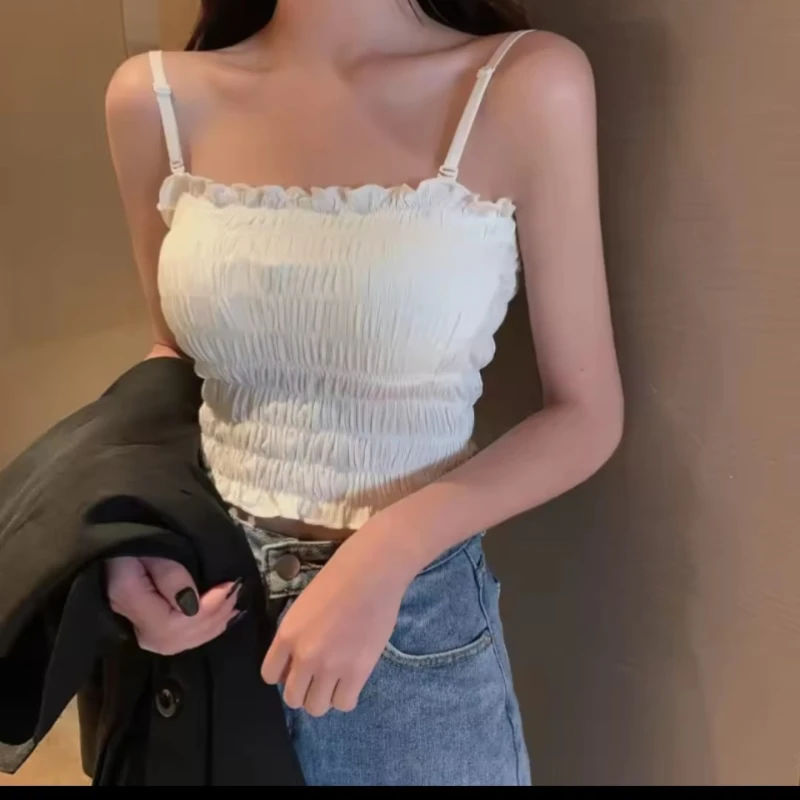 Tank Top Slim Tube Sleeveless Cropped Vest for Women