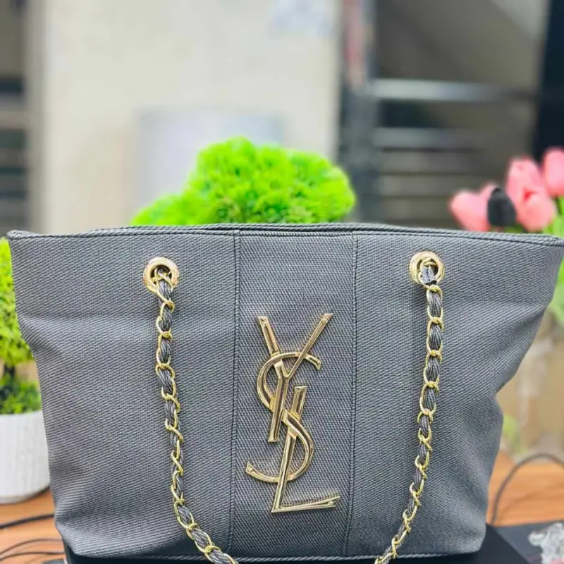 Personalised Chain Monogram Canvas Tote Bags Shoulder Bag Ladies Custom Handbag